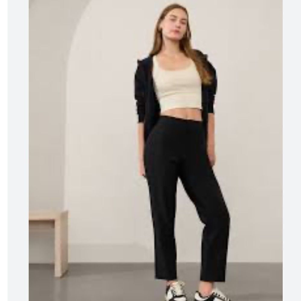 Athleta Ankle Pants Black Womens Button Zípper Pockets Sz 12